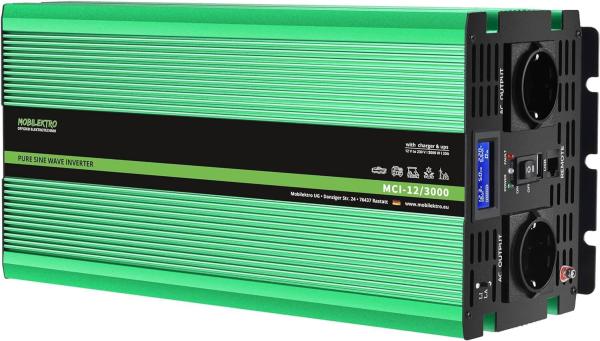 3000W Wechselrichter 12V auf 230V Reiner Sinus, ECE R10, mit Netzvorrangschaltung, USV- und 20A Ladefunktion, 2 EU-Steckdosen, USB-Port – Für Auto, KFZ, Wohnwagen, Zuhause, Off-Grid